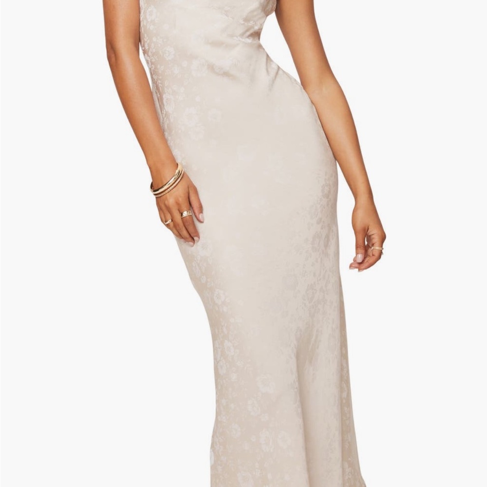 Princess Polly Salvin Cream Sleeveless Jacquard Dress